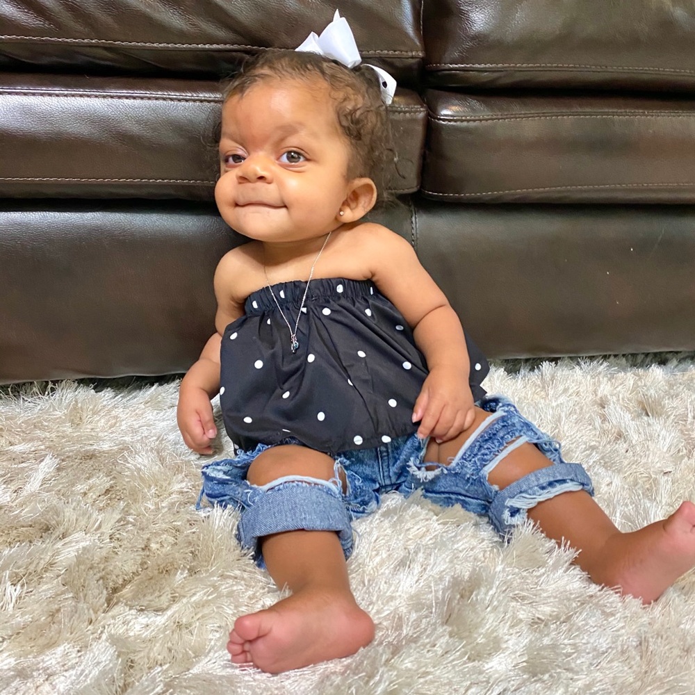 Infant 3-6 months halter top w/ distressed jeans
